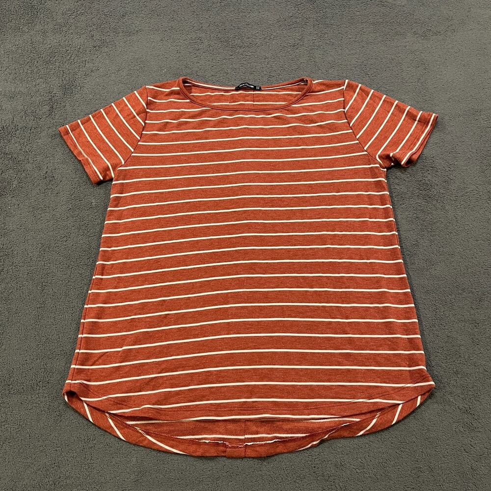 Pink Clover Rust Orange White Striped Short Sleeve Shirt Women’s Size Medium